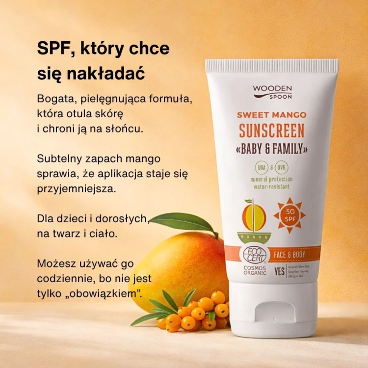 Wooden Spoon Baby &amp; Family Sunscreen SPF50 Sweet Mango 150ml 2.jpg